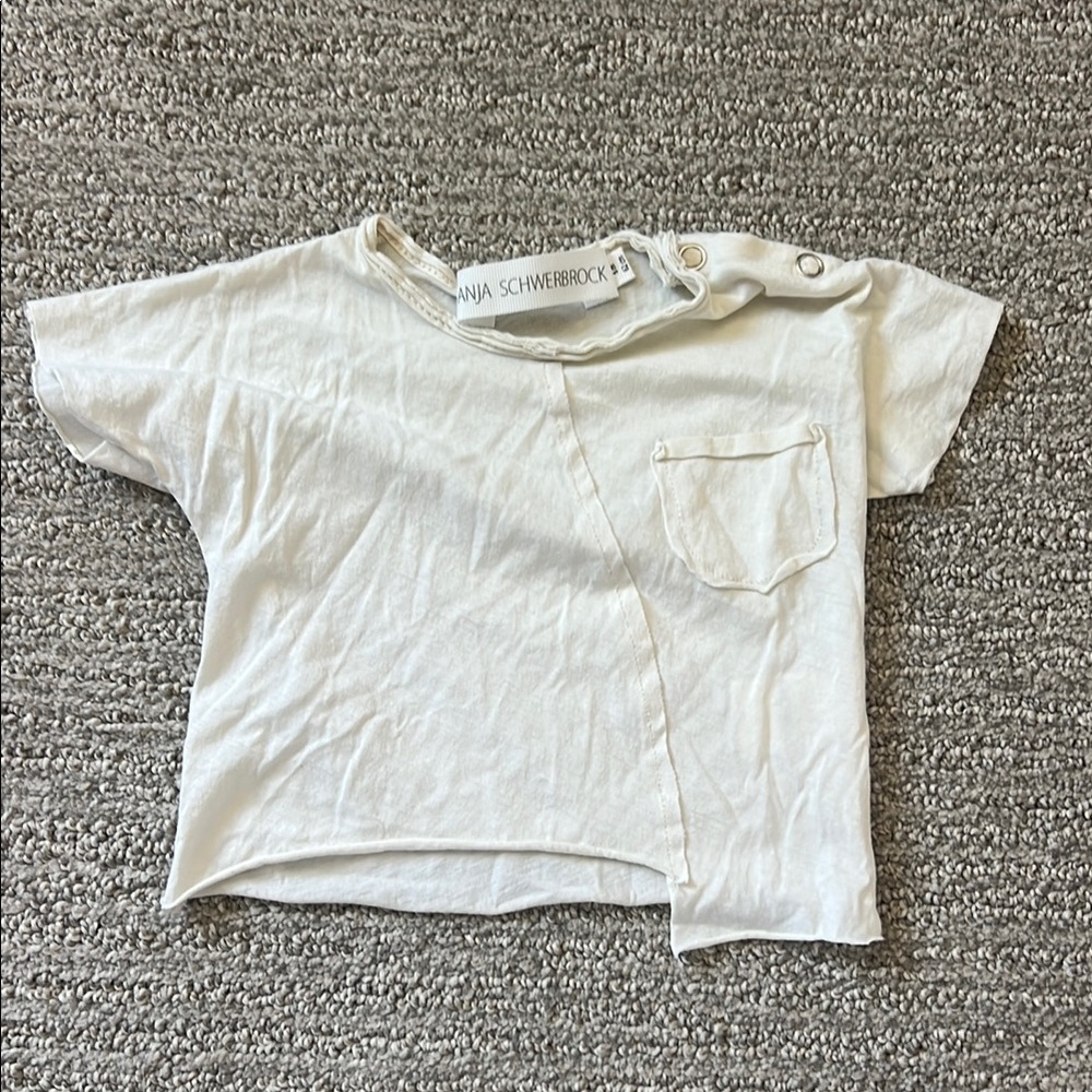 Cream Short Sleeve Tees Casual Cotton